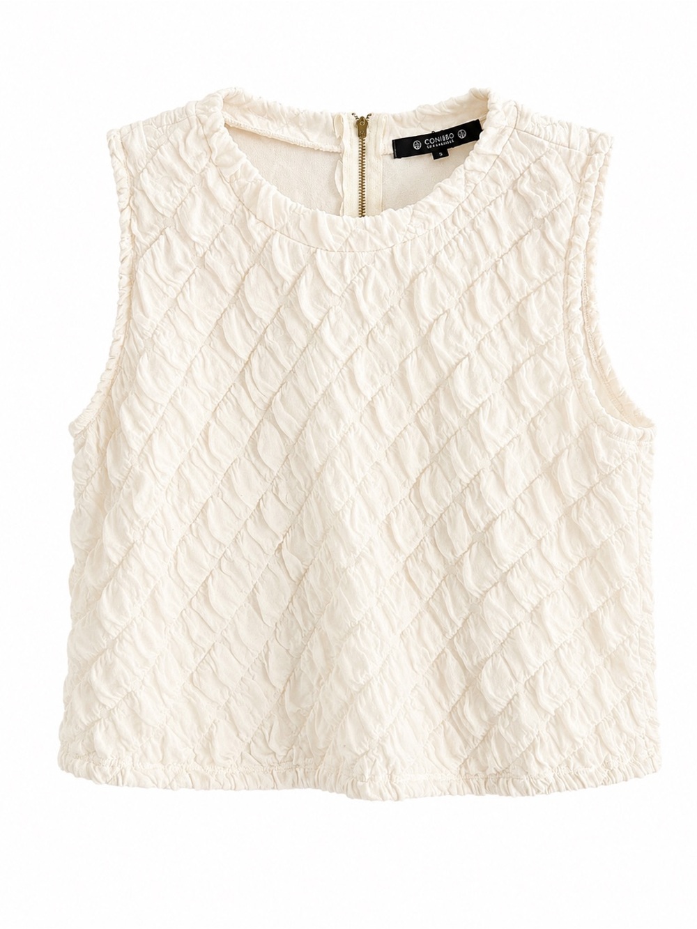 Coin 1804 Los Angeles Cream Textured Sleeveless Top Size S
